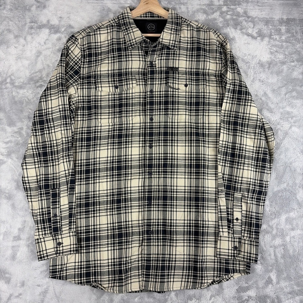 Wrangler ATG Flannel Shirt Mens Size XLT UPF 30 Utility Flannel Button Up